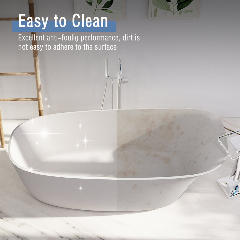 63 po Baignoire de trempage à surface solide avec un design plat en blanc