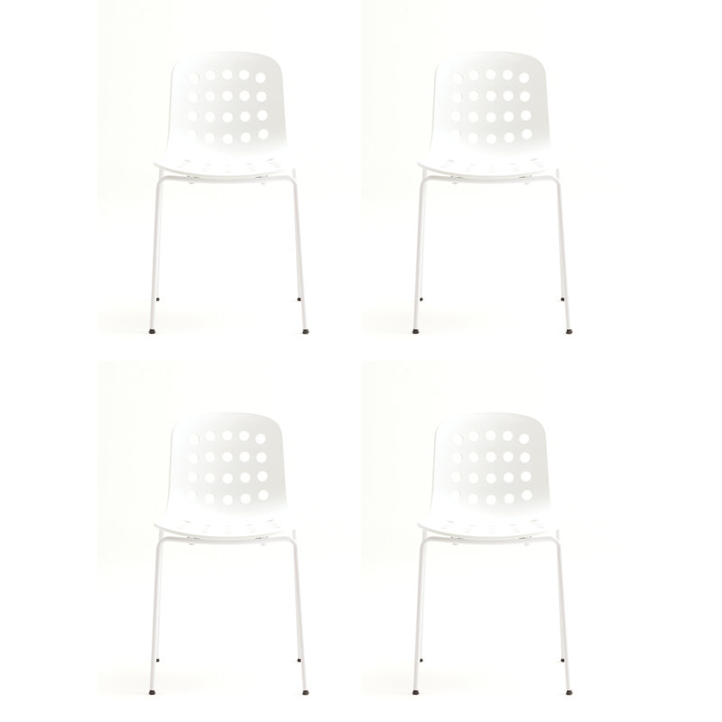 Holi Stacking Perforated Side Chair, White