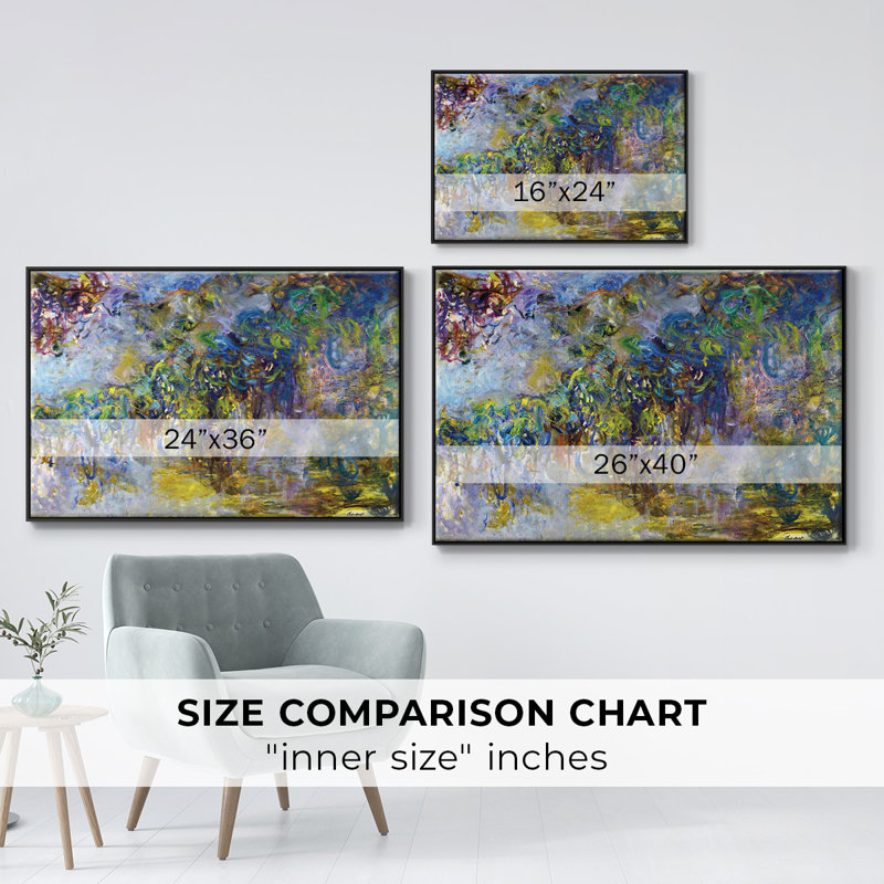 «Wisteria [2]», reproduction encadrée sur toile par Claude Monet, Noir, H 25 po x l 37 po x P 2 po