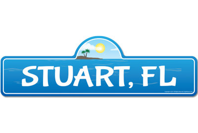 Plaque de rue Stuart Fl en plastique robuste 6 po x 18 po