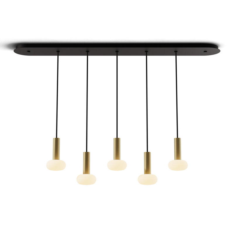 5 - Light LED Pendant, Brass