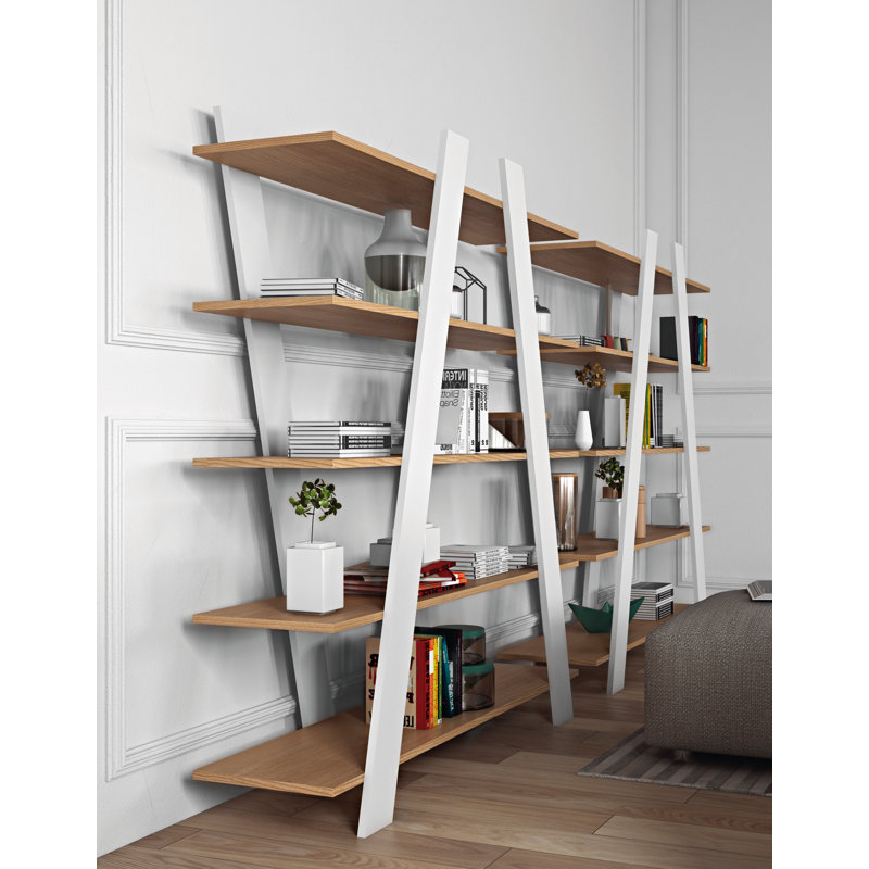 Sherlena 160 cm H x 156 cm W Etagere Bookcase, Oak/White