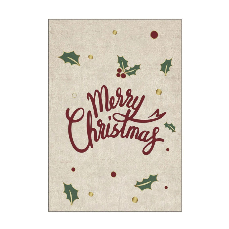 Tapis rectangulaire tissé à la machine en polyester blanc / vert / rouge, Rectangle 3 pi 3 po x 4 pi 7 po