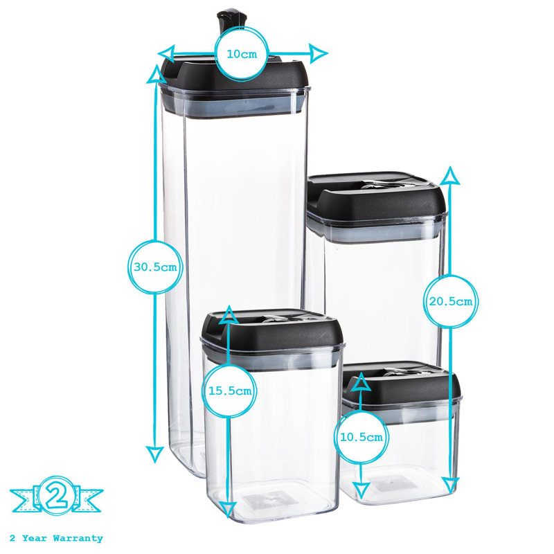 Argon Tableware - Flip Lock Food Storage Containers - 14 Piece Set, Grey