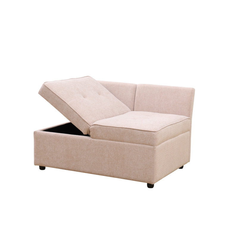 Clevette Convertible Storage Sofa with Adjustable Seat Cushions - Dual Function Single/Double Sofa in Elegant Linen Fabric for Small Spaces