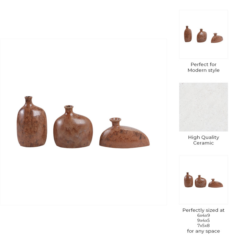 Tigard Handmade Stoneware Table Vase, Brown