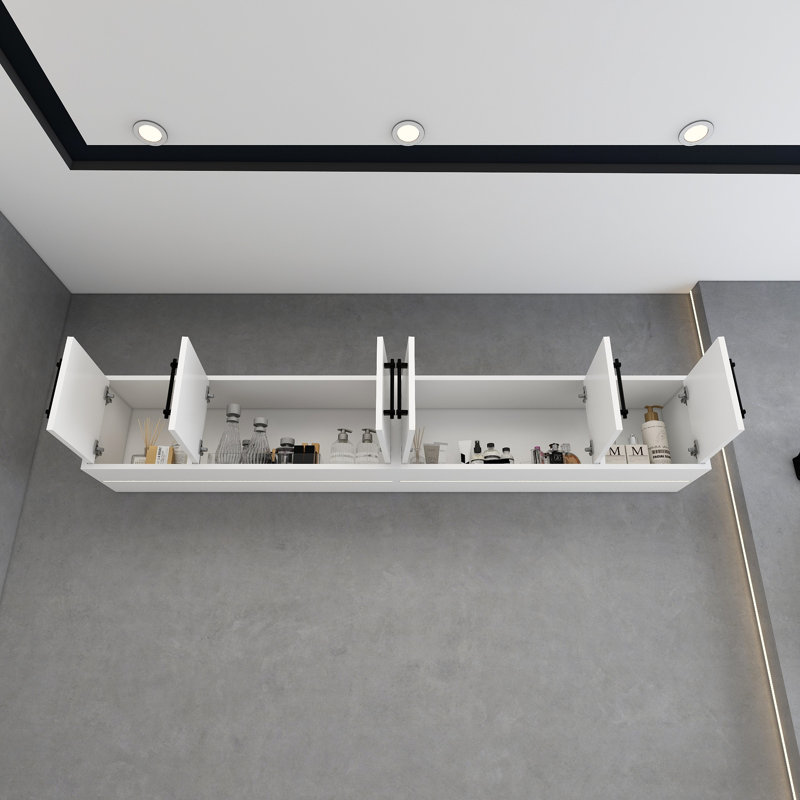 Armoire murale supérieure Victoria (double), H 13,8 po x l 84 po x P 12 po, Blanc lustré