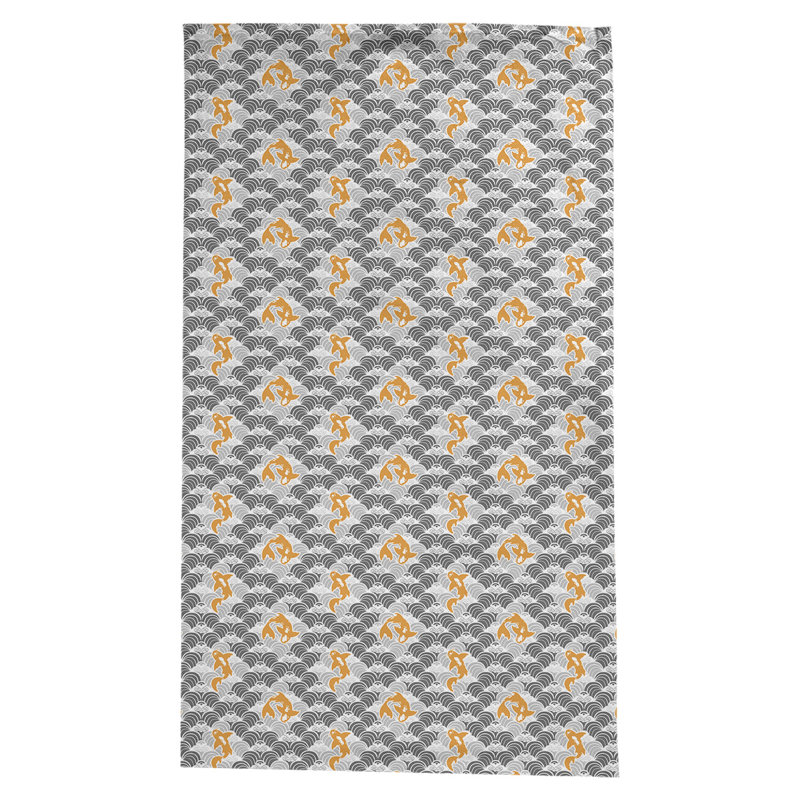 Leffel Koi Fish Waves Pattern Tablecloth, Gray