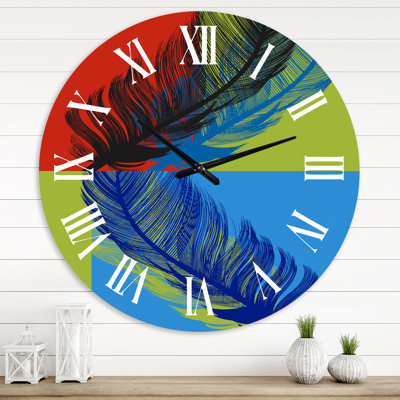 Tribal Feather Pop Art - horloge murale moderne