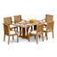 7 Pcs Grade-A Teak Wood Dining Set: Warwick Console Folding Rectangle Table And 6 Sack Arm Chairs #11SK1506-1099381769