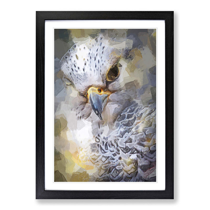 Hawk Bird in a Golden Light in Abstract - Picture Frame Graphic Art Print on MDF, 87cm H x 62cm W x 2cm D, Black Framed