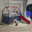 Ensemble de lit mezzanine avec glissade et rideau Jack Metal Junior House, bleu marine et rouge Super Hero-2004016444