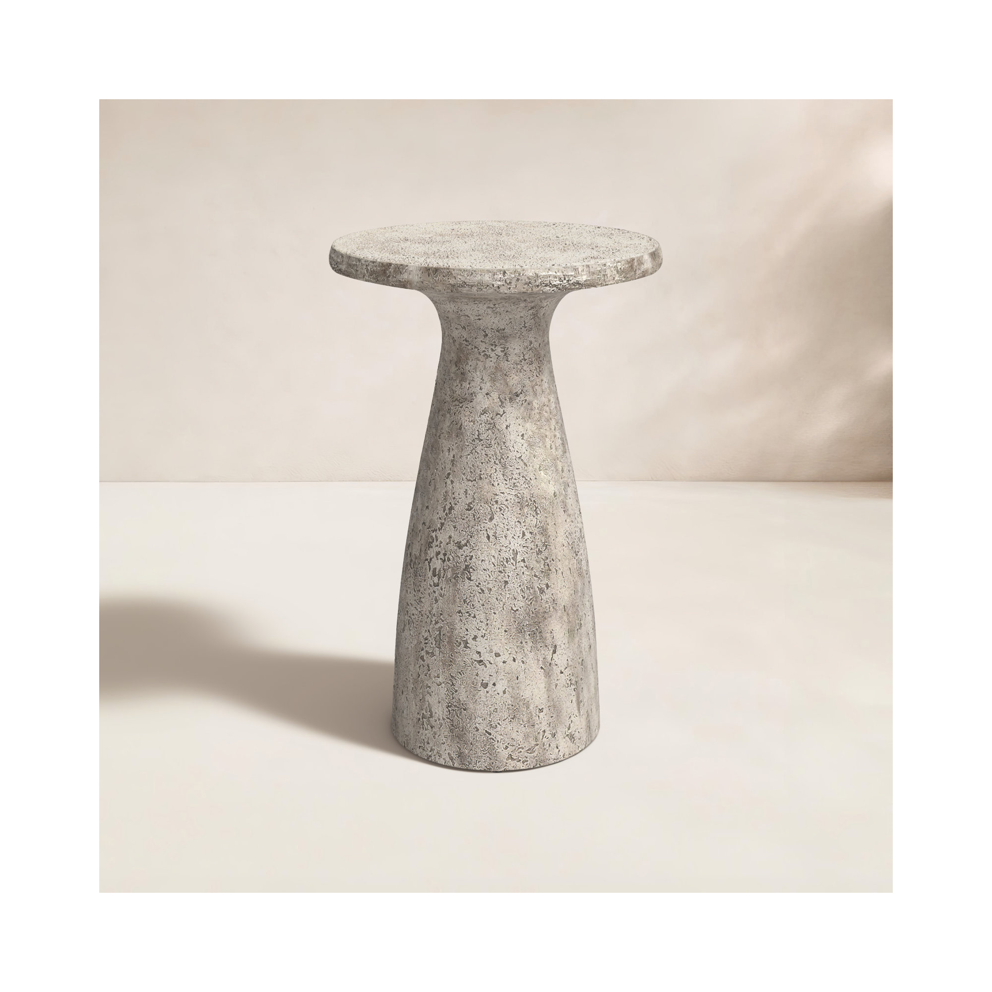 Adainville 13" W Concrete Outdoor Accent Table, Light Gray