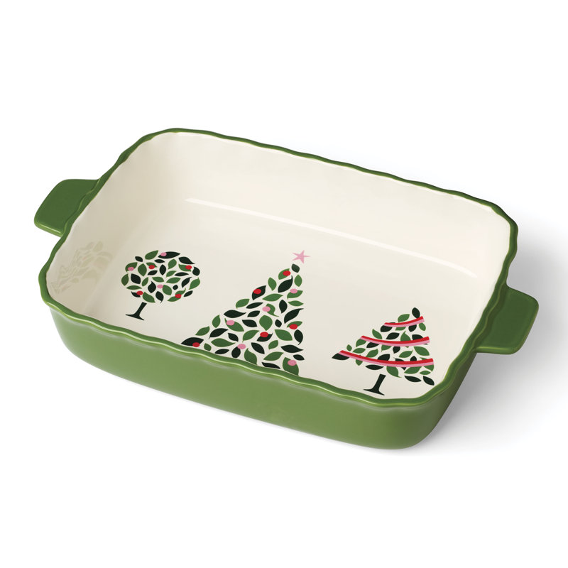 Evergreen Rectangular Scallop Baking Dish