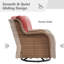 Ensemble de meubles de patio 3 pièces, ensemble de conversation extérieur en osier jaune avec 2 chaises berçantes pivotantes et table d'appoint, sièges à haut dossier, housses rouges pour porche, terrasse-842215268-824575107