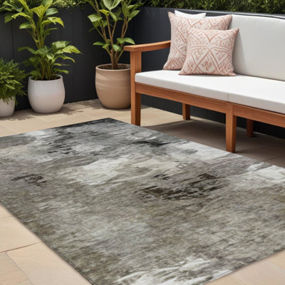 Tapis intérieur lavable abstrait beige et ivoire 9 pi x 12 pi