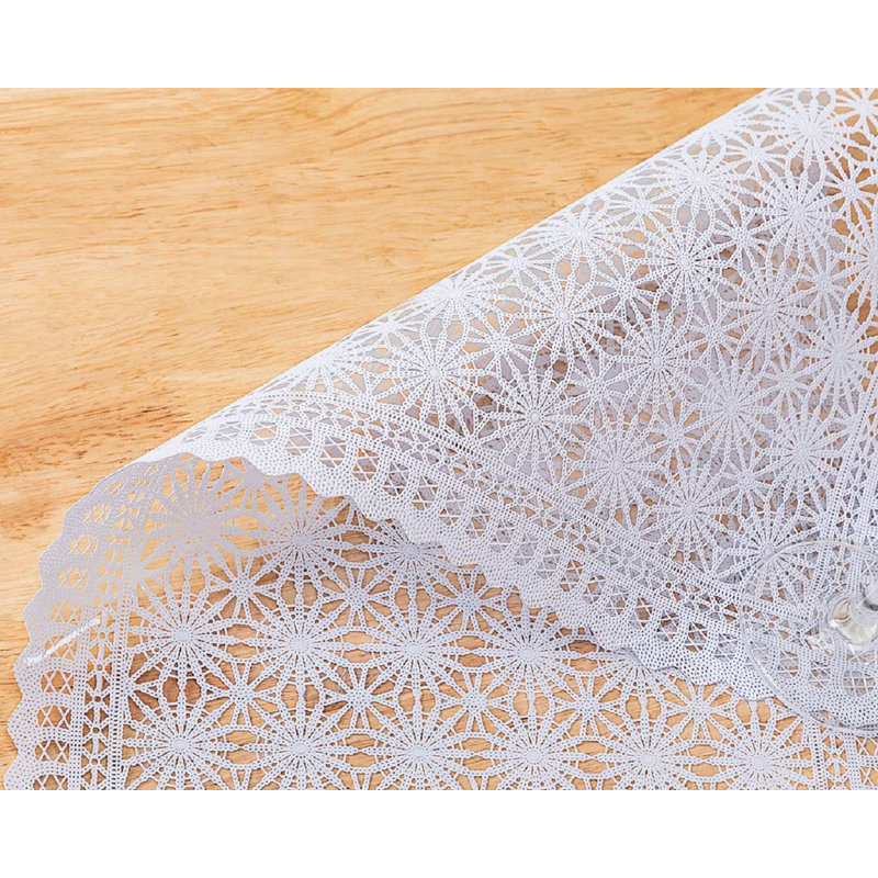 Napperon en PVC 45 x 30 cm, blanc / C, forme carrée, Floral 2, Blanc