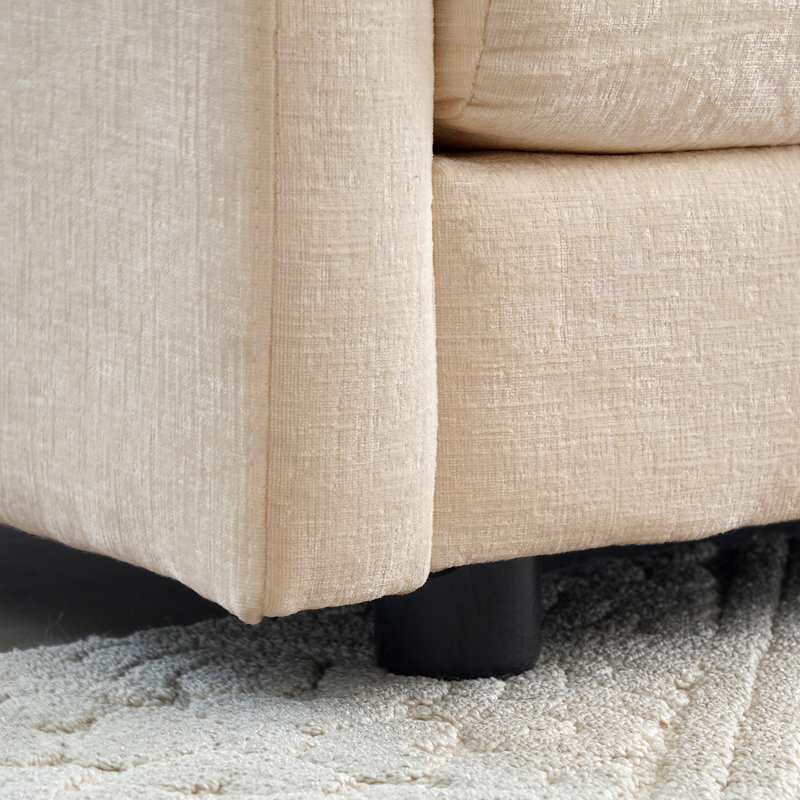 Repose-pieds en tissu chenille à combiner avec un canapé 2 places, un canapé 3 places et un canapé 4 places, Beige