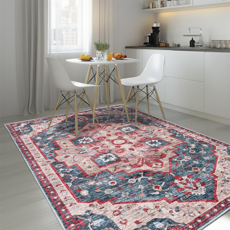 Kwan Oriental Cotton Machine Printed Area Rug, Rectangle 80 x 150 cm