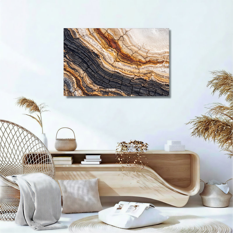 Abstract Layered Earth Texture in Black and Rust Canvas Wall Art, 24"H x 36"W