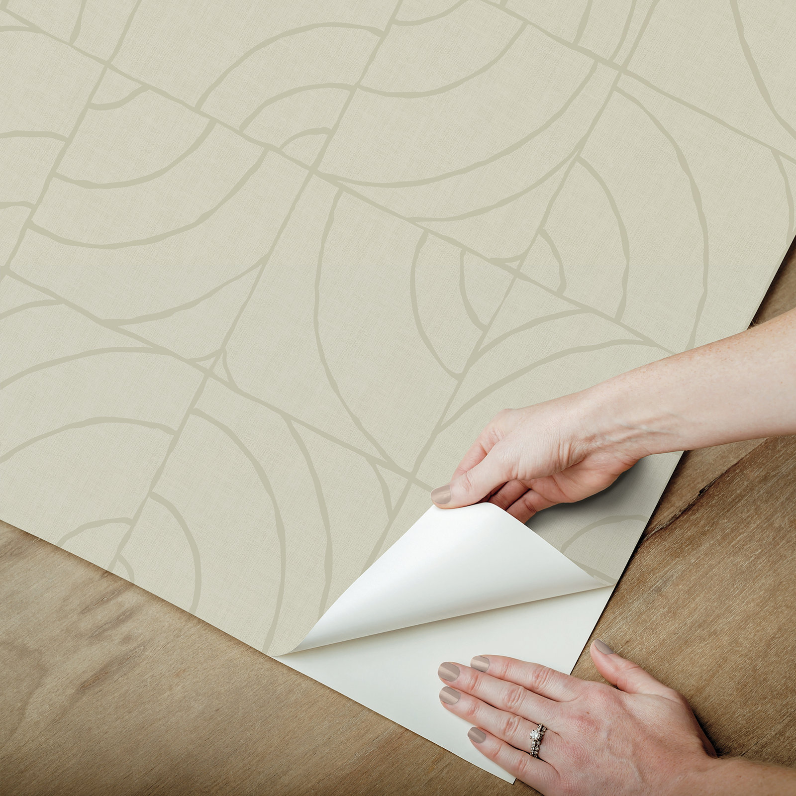 Adalard Peel & Stick Geometric Wallpaper, Taupe