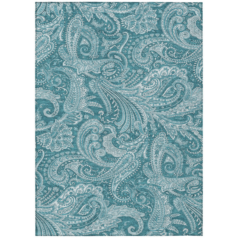 Tapis lavable intérieur / extérieur ivoire 10 'x 14' Paisley