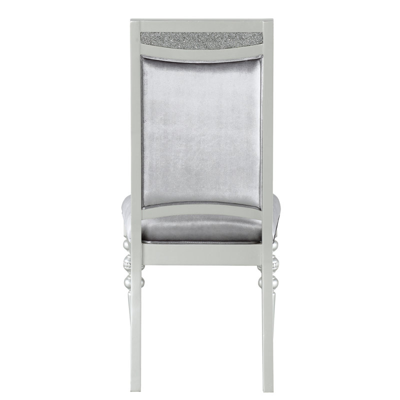 Chaises d'appoint grises et platine 2 - Revêtement en tissu d'ameublement strass éblouissant, structure en bois massif 2 pièces en tissu argenté, fabrication élégante