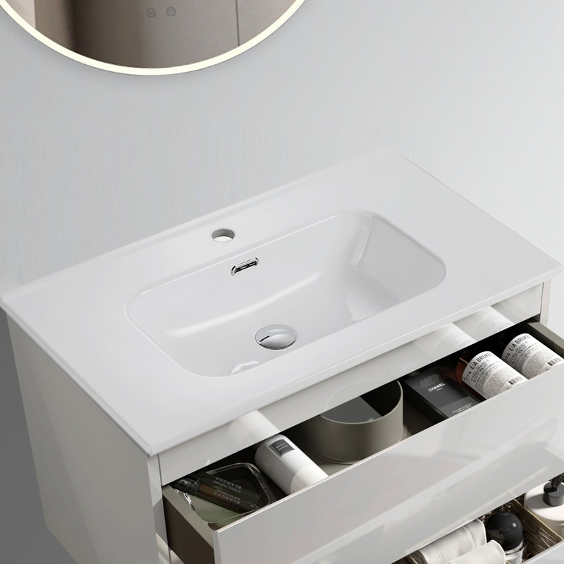Bb09-30-311 White Ceramic Integrated Basin, High - Gloss Finish, Sleek And Functional Design, Easy To Keep Clean, Rounded Edge For Family , 18.46 In Width, 29.16 Depth, 7.07 Height, 30.67 Lb Weight