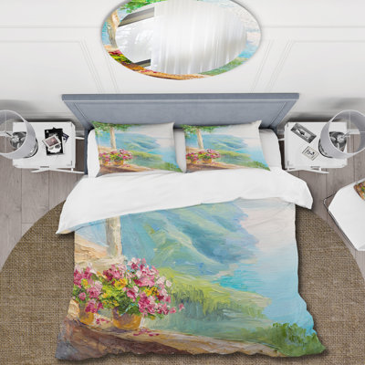 Ensemble de housse de couette en microfibre bleu / vert / blanc / brun