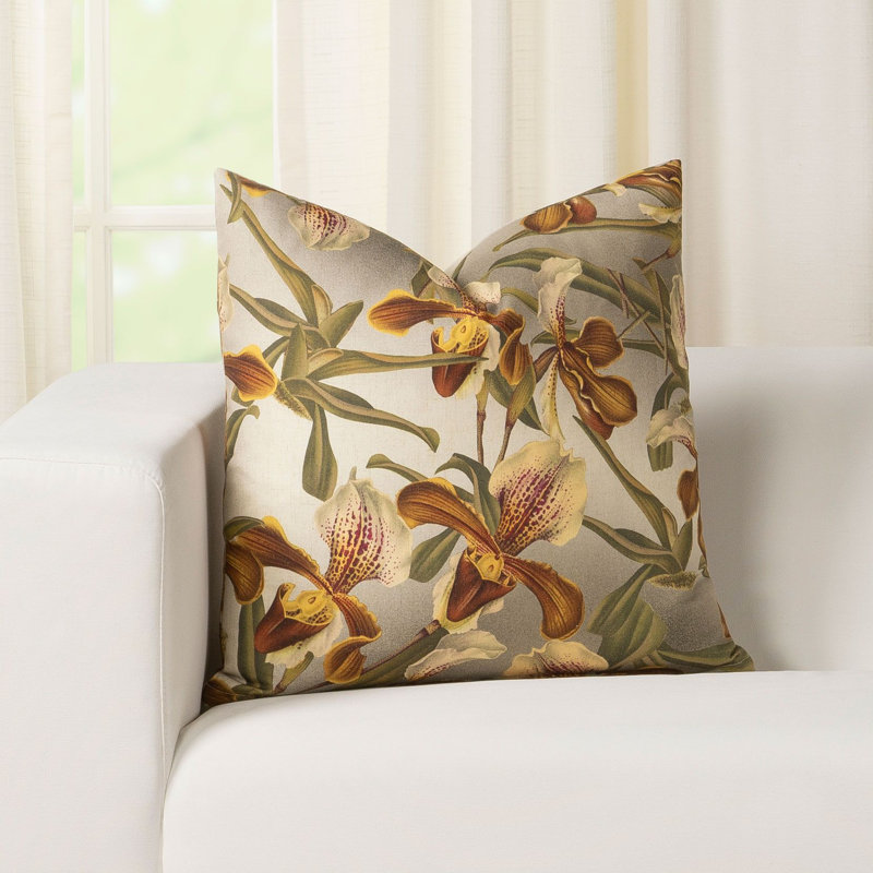 Orchid Floral Print Throw Pillow, 16" x 16"