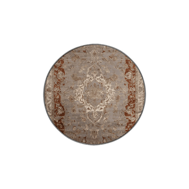 Tapis gris soyeux et moelleux, Rond 3 pi