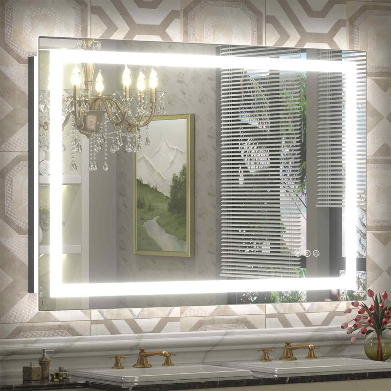 Aevar Super Bright Front & Back LED Lighted Anti-Fog Tempered Glass Bathroom/Vanity Mirror with ETL & 3-Year Warranty