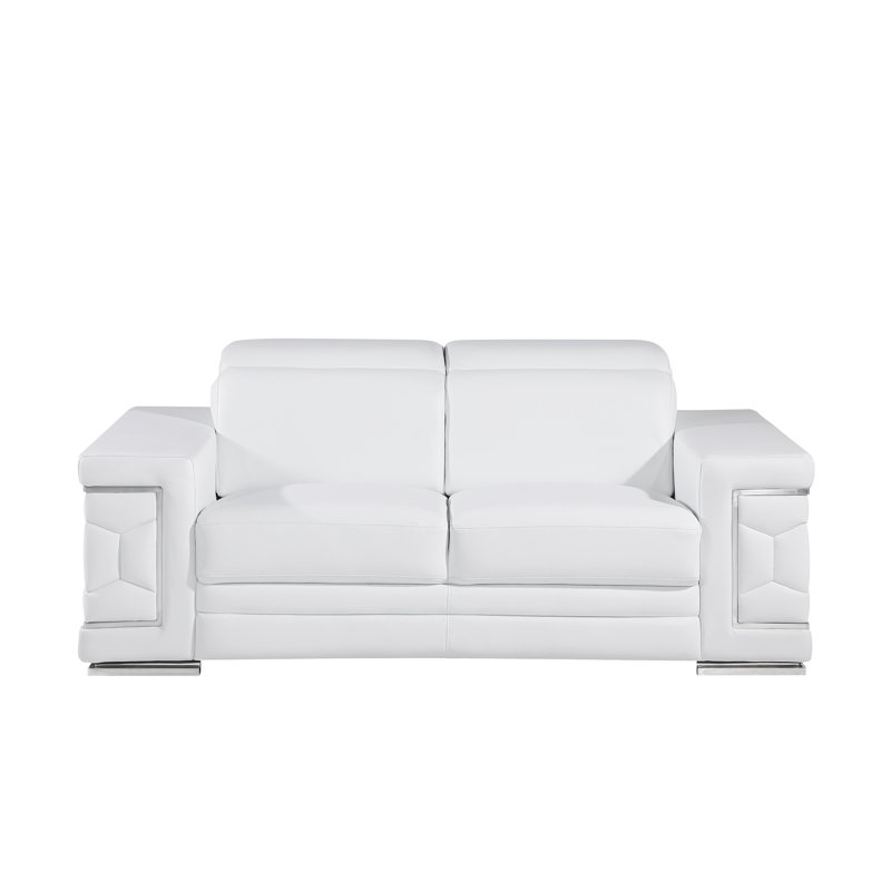 Causeuse en cuir véritable Charliee, Blanc