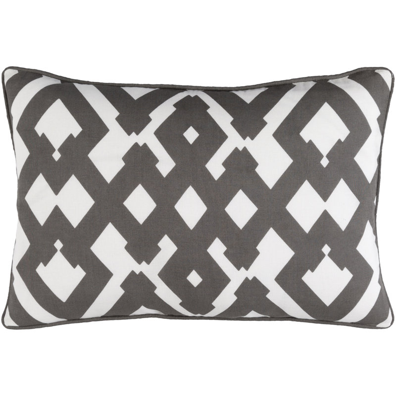 Zig Zag Geometric Linen Pillow Cover, Dark Brown/White