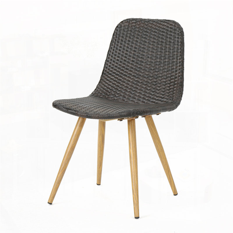 Chaise d'appoint d'extérieur en rotin d'osier, Brun multi / bois