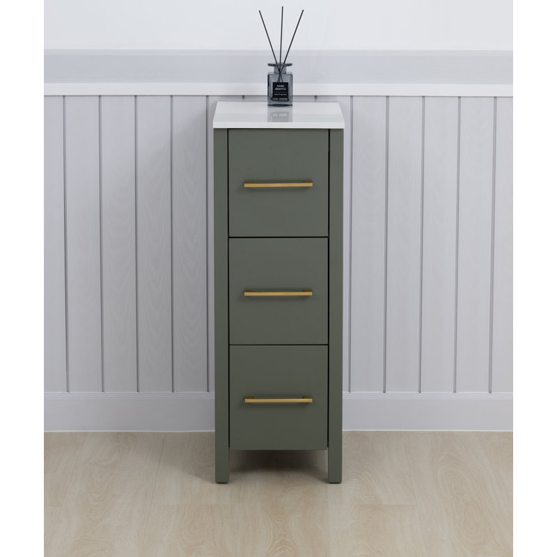  11.6" W x 33.5" H x 17.7" D Free-Standing Bathroom Cabinet, Vintage Green