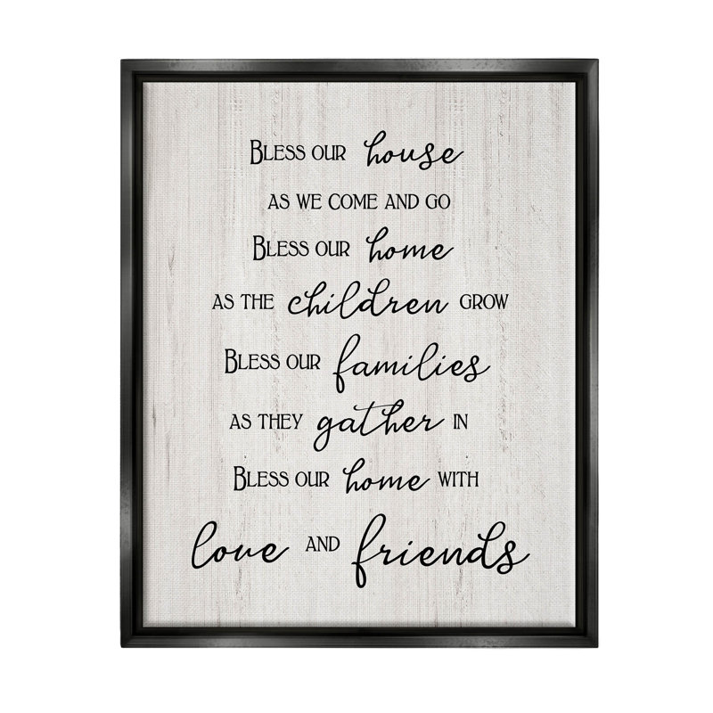 «Bless Our House Family», estampe numérique par CAD Designs, H 31 po x l 25 po x P 1,7 po, Cadre flottant noir de jais