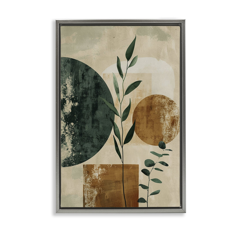  Branches rustiques et formes sur toile par LSR Design Studio, H 25 po x l 17 po, Cadre flottant gris lustré