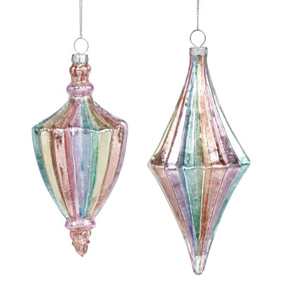 Rainbow Finial Ornament - 6 Inches Set Of 12