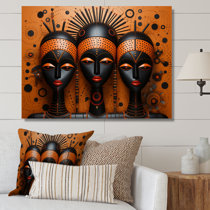 Black Indian Mandala Pattern Boho Geometric Abstract Chic Wall Art Framed  On Canvas 3 Pieces Print