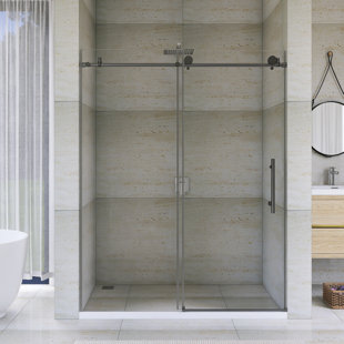 Porte de douche coulissante simple sans cadre l 56 à 60 po x H 76 po