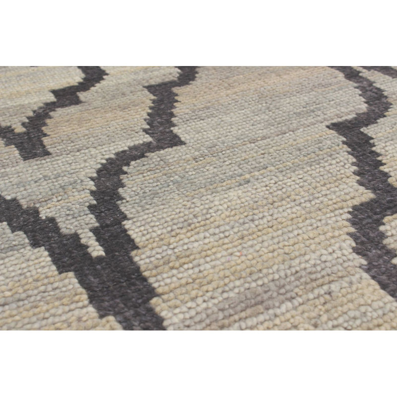 Tapis unique en laine noué à la main des années 2010 de 4 pi 11 po x 7 pi 11 po gris Groh