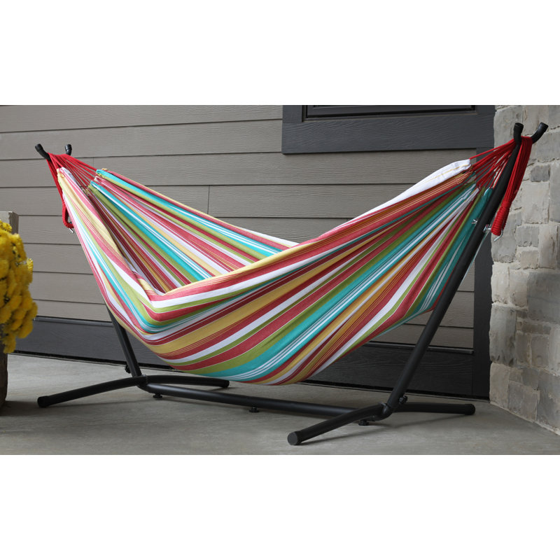 Double Classic Hammock with Stand, Black, 104cm H x 280cm L x 109cm W, Salsa