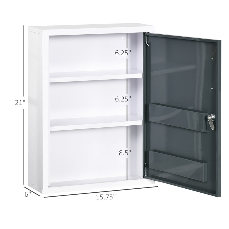 Pharmacie avec serrure - 3 tablettes de rangement et coffre-fort pour animaux de compagnie
