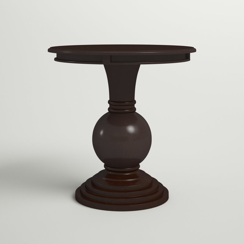 Kight 26" W Round Pedestal End Table, Espresso