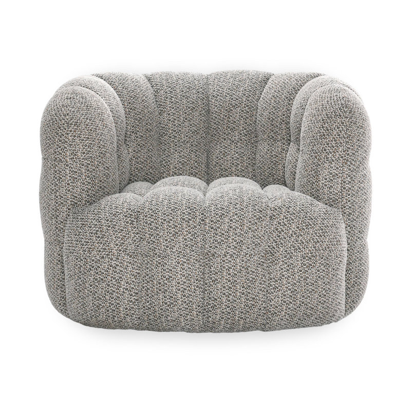 Walter Swivel Barrel Chair, Heathered Gray Polyester Blend