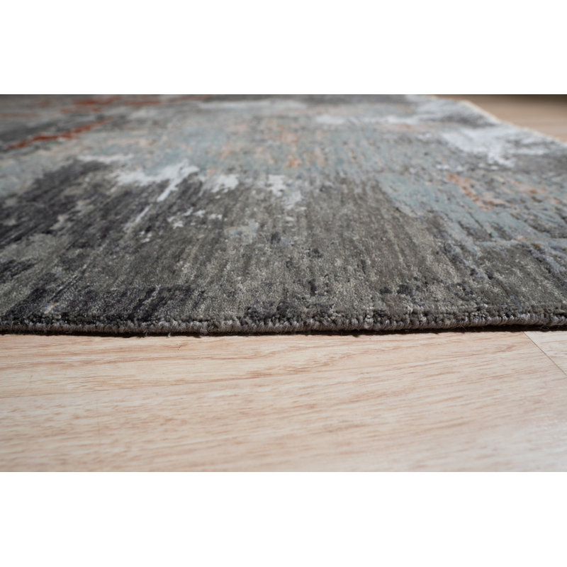 Hand Knotted Wool Area Rug in Brown
