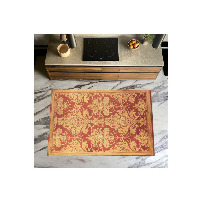 Tapis décoratif lavable à motif orange, Sous-tapis rectangulaire de 3 pi 3 po x 4 pi 11 po