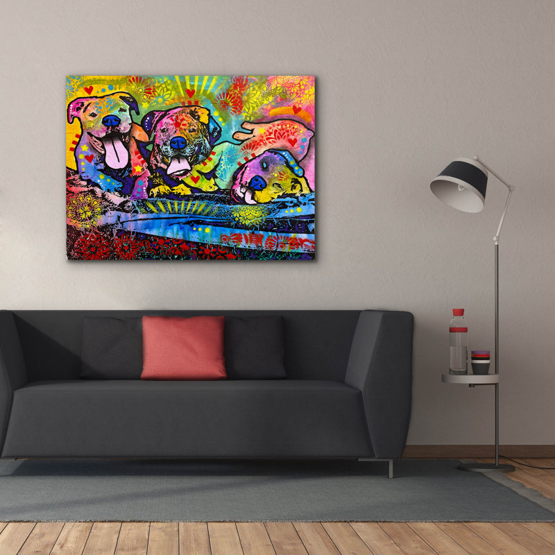 «Have A Great Day With Friends» par Dean Russo, art mural sur toile, H 40 po x l 54 po x P 1,5 po