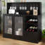 2 Bottle Cabinet/Enclosed Storage Wine Bottle Rack Black